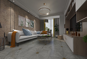 白金色橡木羅馬方拼（帶圓形玻璃）,進口地板,環保地板