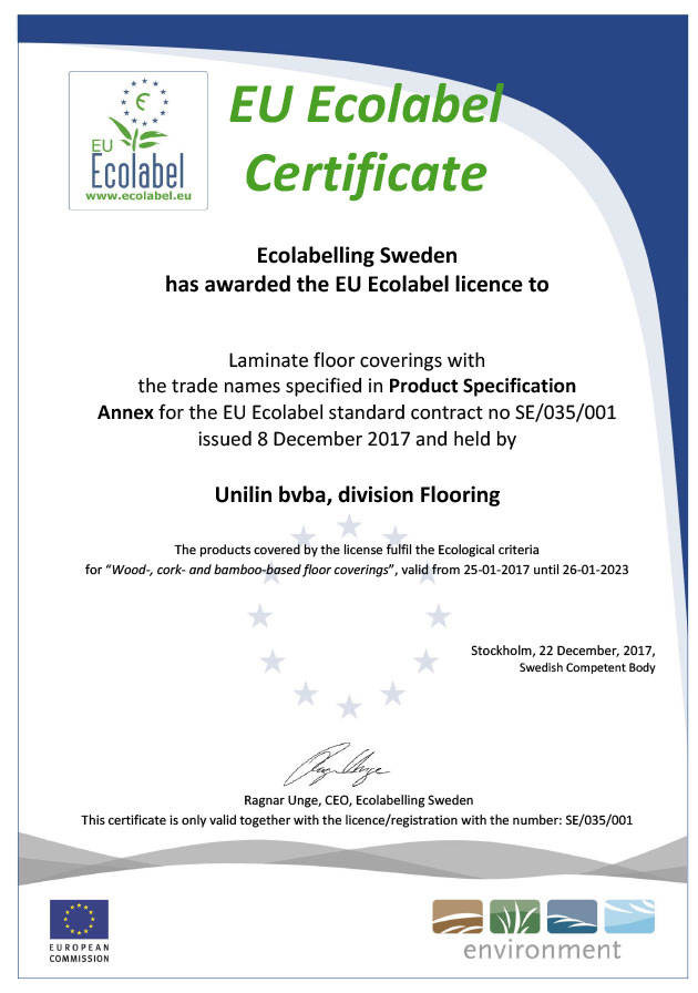 歐盟生態(tài)環(huán)保標簽(強化復(fù)合地板)
